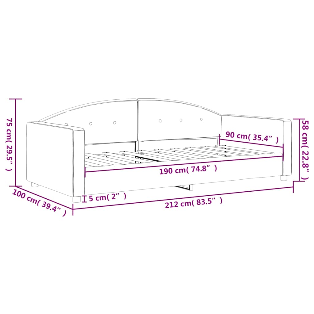 Slaapbank 90x190 cm fluweel donkergrijs is nu te koop bij PeponiXL, paradijselijk wonen!