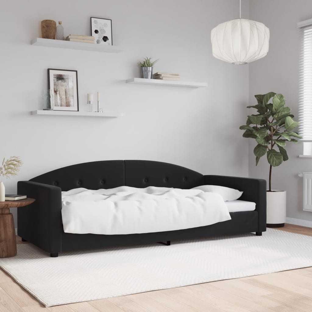Slaapbank 90x190 cm fluweel zwart is nu te koop bij PeponiXL, paradijselijk wonen!