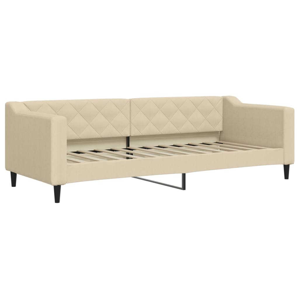 Slaapbank 80x200 cm stof crèmekleurig is nu te koop bij PeponiXL, paradijselijk wonen!