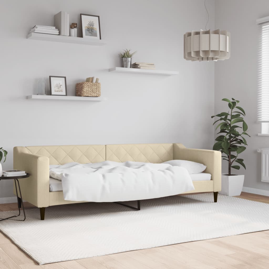 Slaapbank 80x200 cm stof crèmekleurig is nu te koop bij PeponiXL, paradijselijk wonen!