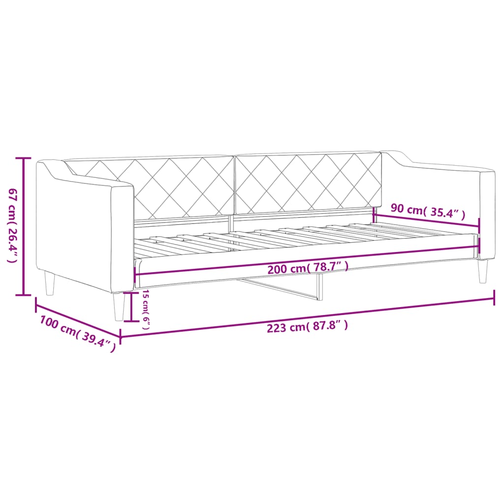 Slaapbank 90x200 cm stof lichtgrijs is nu te koop bij PeponiXL, paradijselijk wonen!