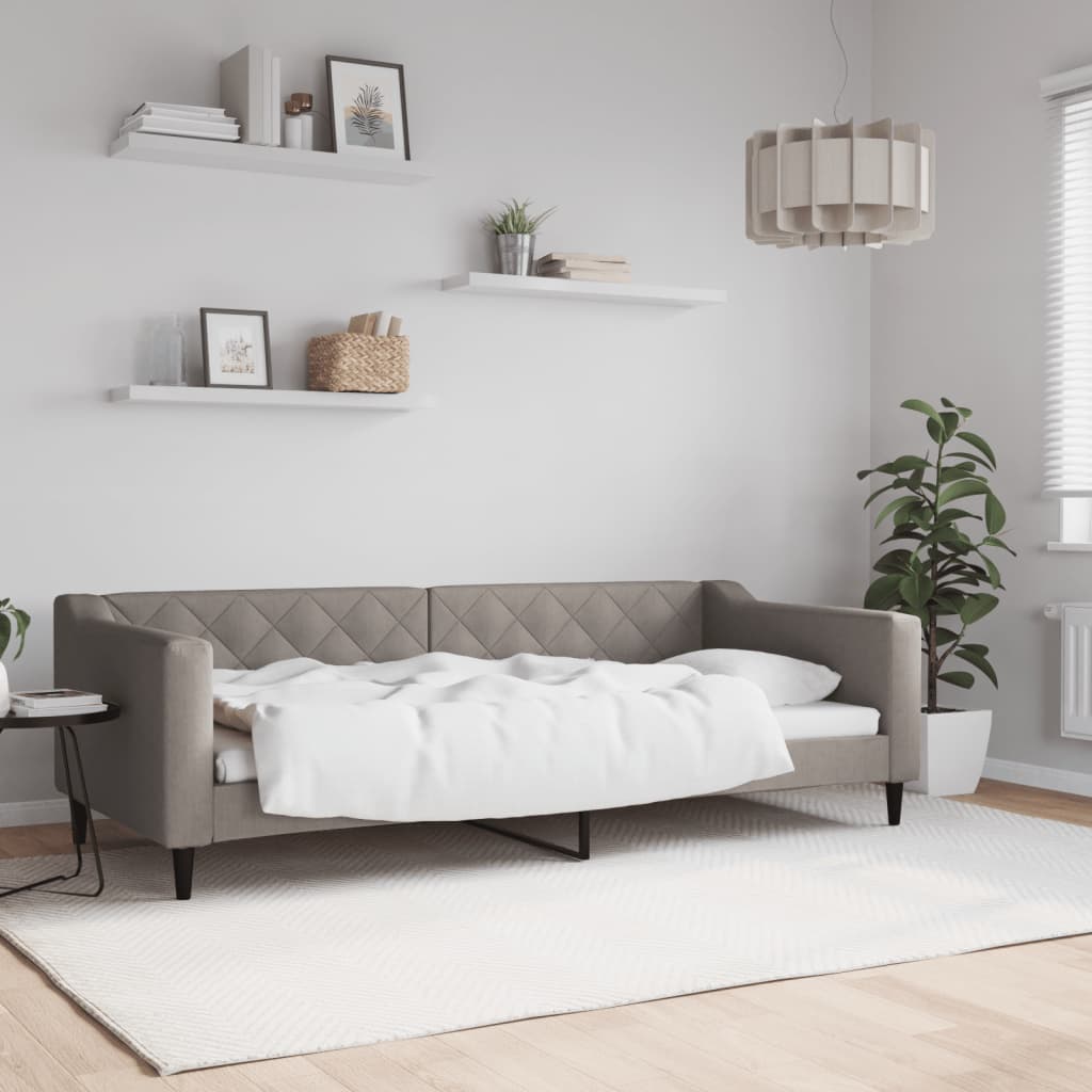 Slaapbank 90x200 cm stof taupe is nu te koop bij PeponiXL, paradijselijk wonen!
