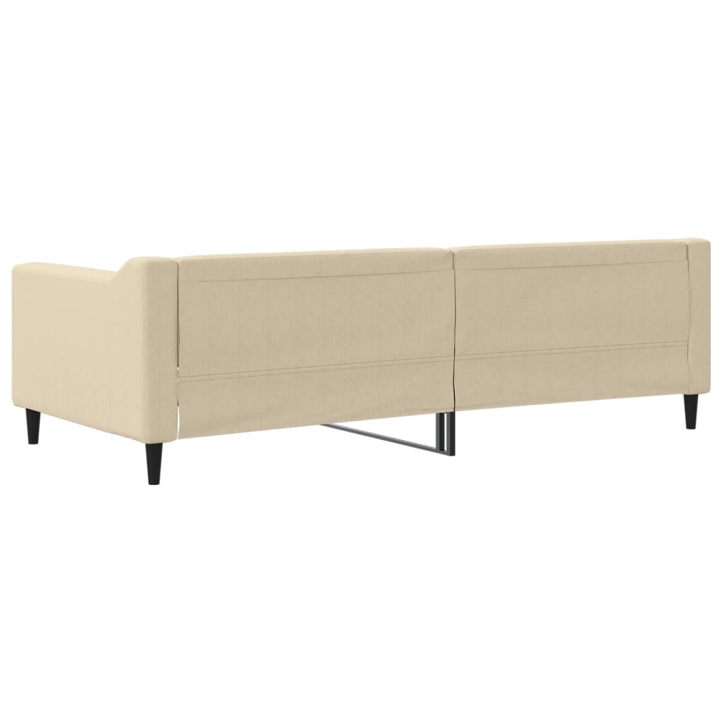 Slaapbank 90x200 cm stof crèmekleurig is nu te koop bij PeponiXL, paradijselijk wonen!