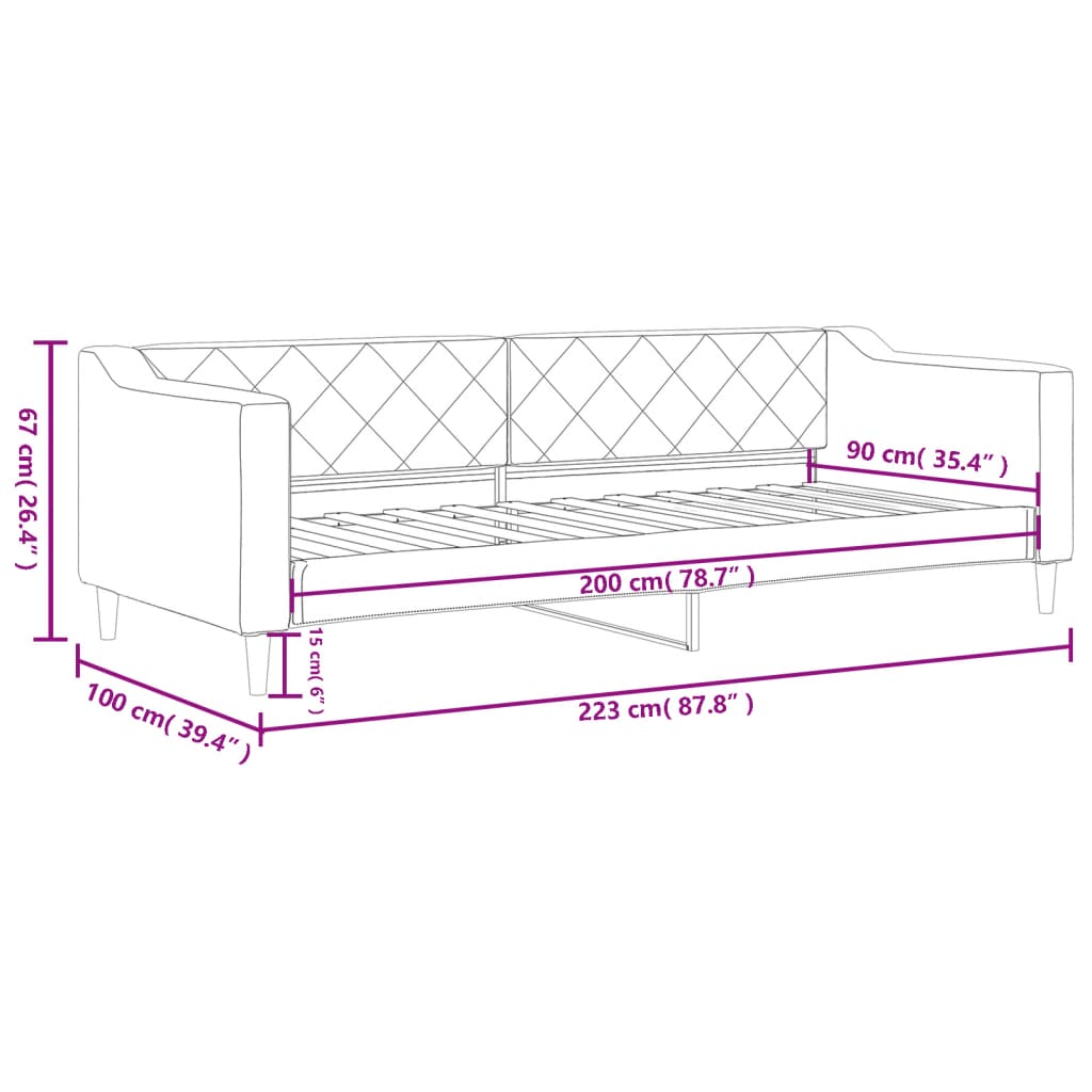 Slaapbank 90x200 cm stof crèmekleurig is nu te koop bij PeponiXL, paradijselijk wonen!
