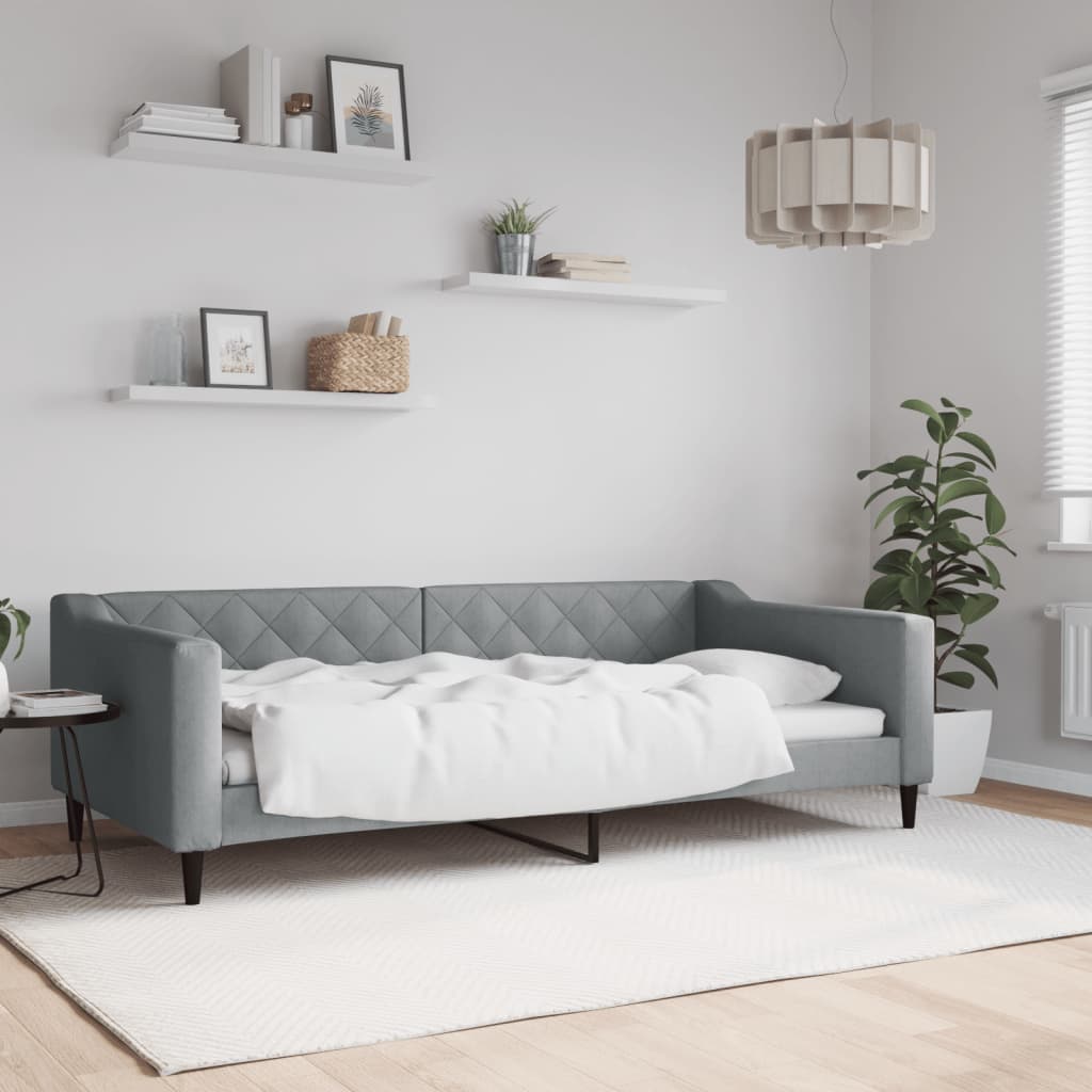 Slaapbank 100x200 cm stof lichtgrijs is nu te koop bij PeponiXL, paradijselijk wonen!