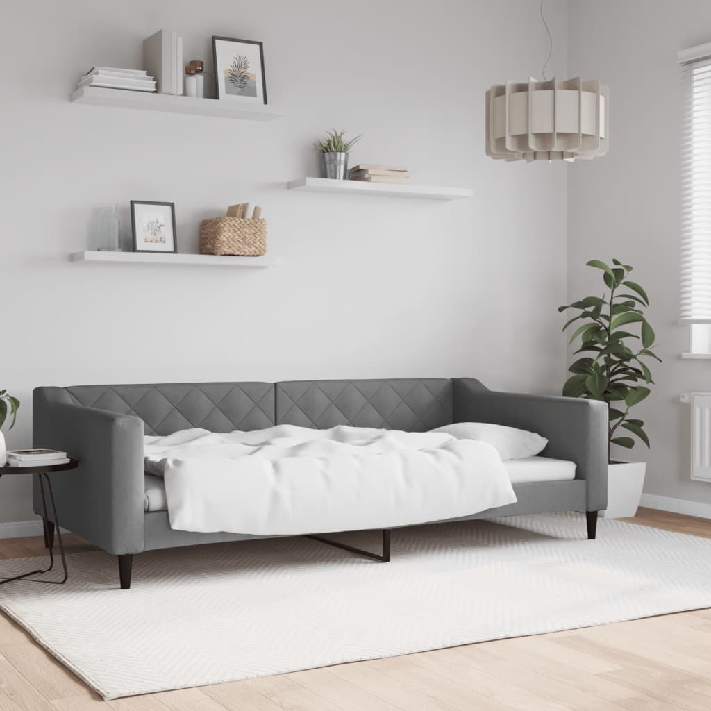 Slaapbank 100x200 cm stof donkergrijs is nu te koop bij PeponiXL, paradijselijk wonen!