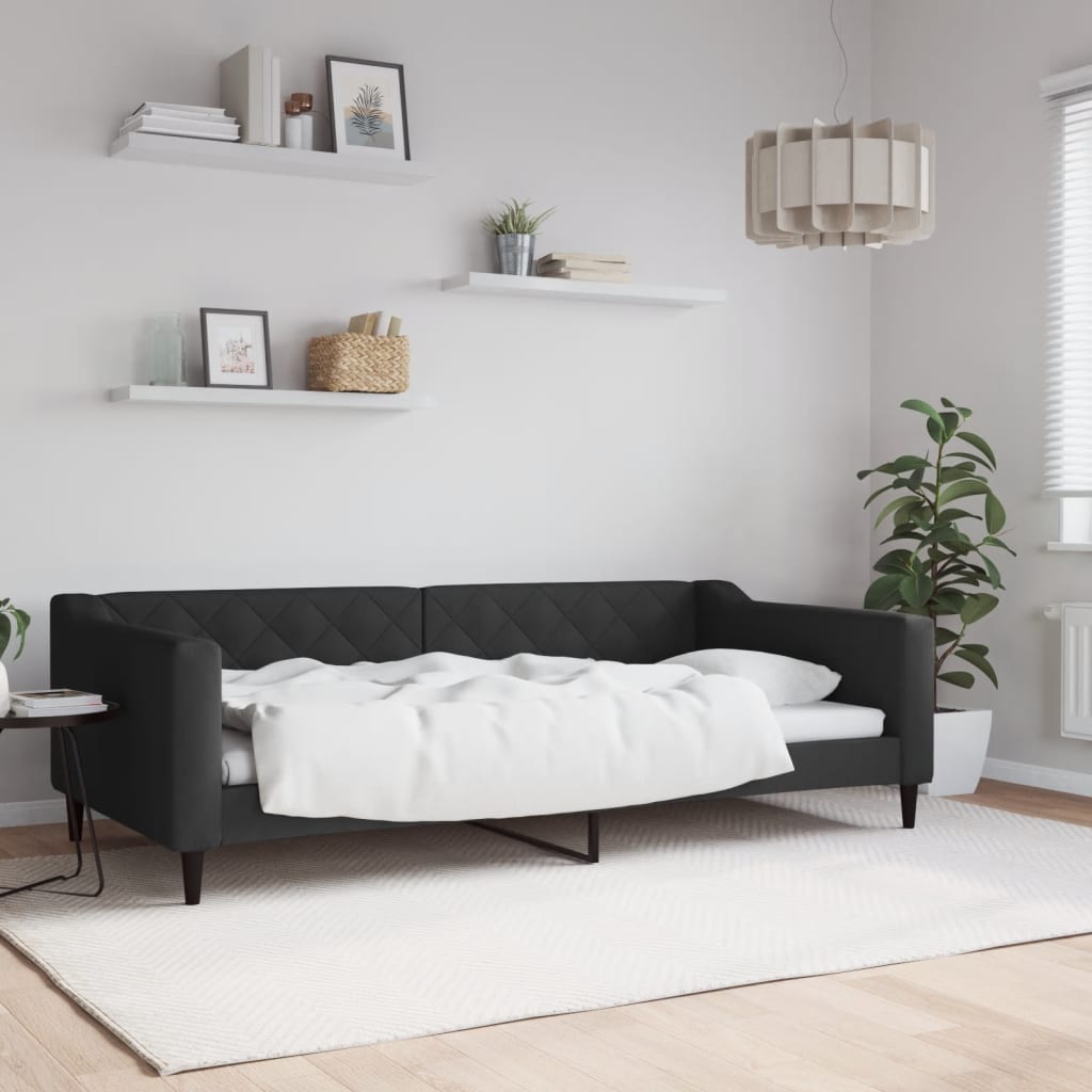 Slaapbank 100x200 cm stof zwart is nu te koop bij PeponiXL, paradijselijk wonen!