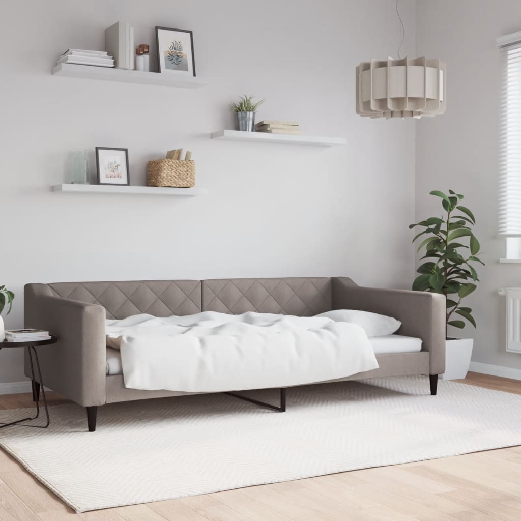 Slaapbank 100x200 cm stof taupe is nu te koop bij PeponiXL, paradijselijk wonen!