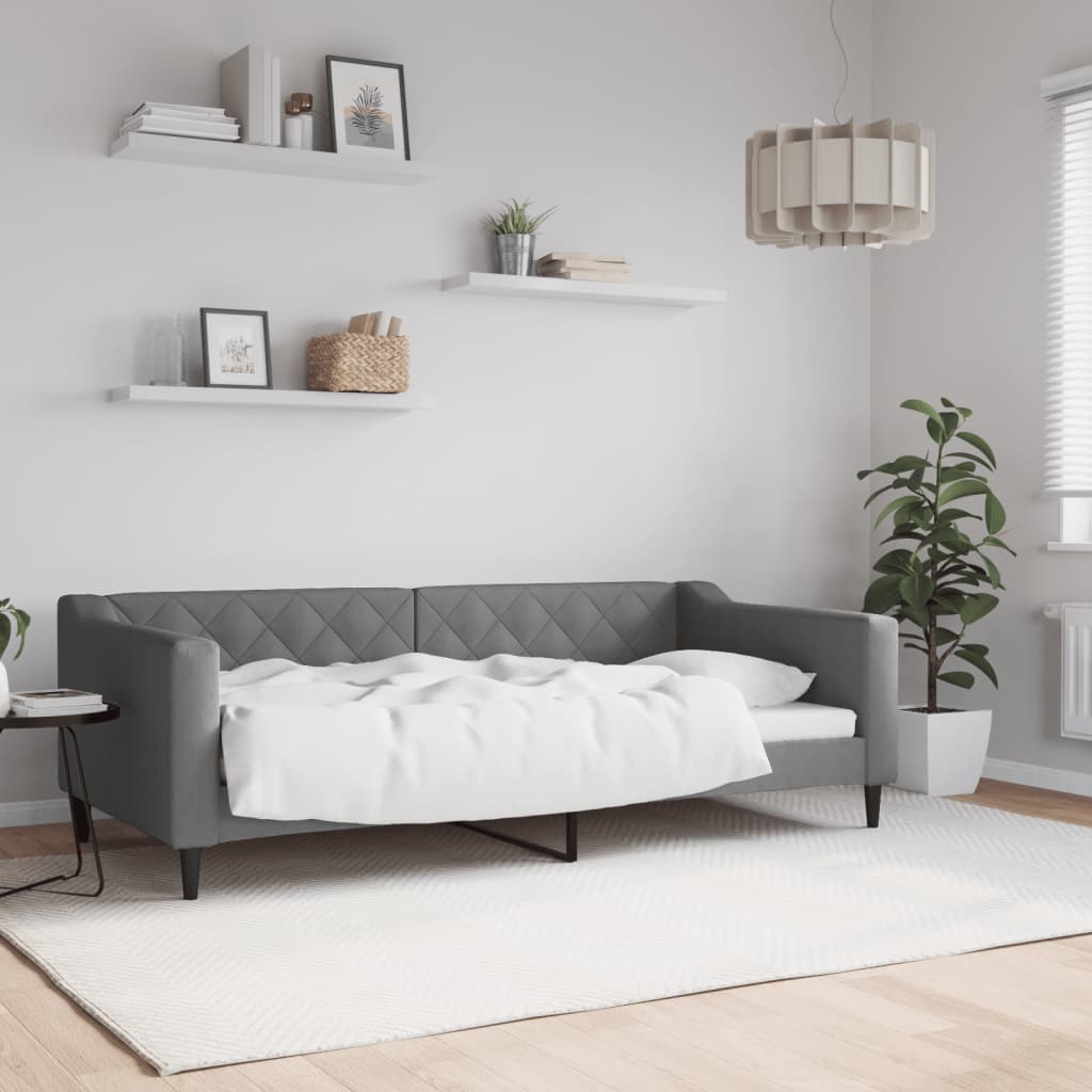 Slaapbank 90x190 cm stof donkergrijs is nu te koop bij PeponiXL, paradijselijk wonen!