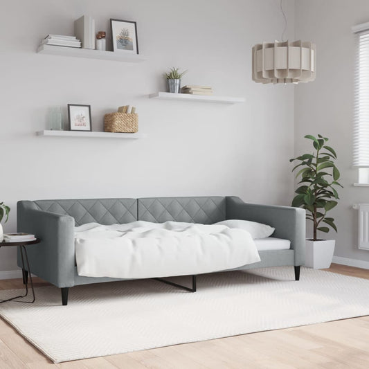 Slaapbank 100x190 cm stof lichtgrijs is nu te koop bij PeponiXL, paradijselijk wonen!
