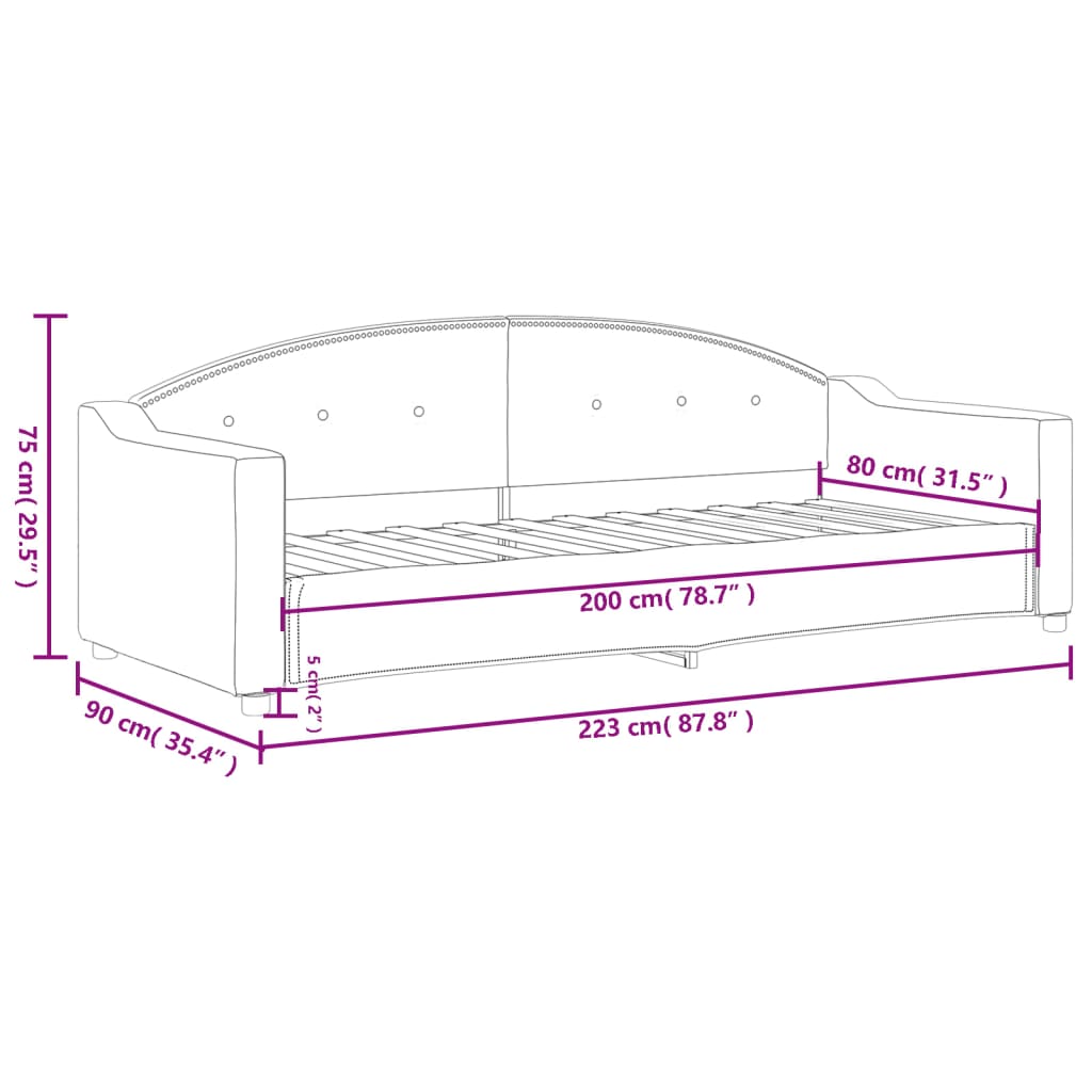 Slaapbank 80x200 cm stof donkergrijs is nu te koop bij PeponiXL, paradijselijk wonen!