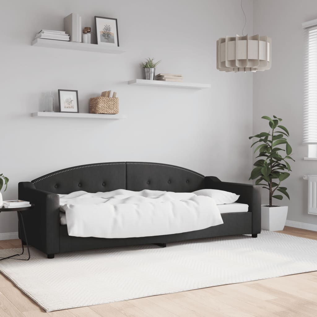 Slaapbank 80x200 cm stof zwart is nu te koop bij PeponiXL, paradijselijk wonen!