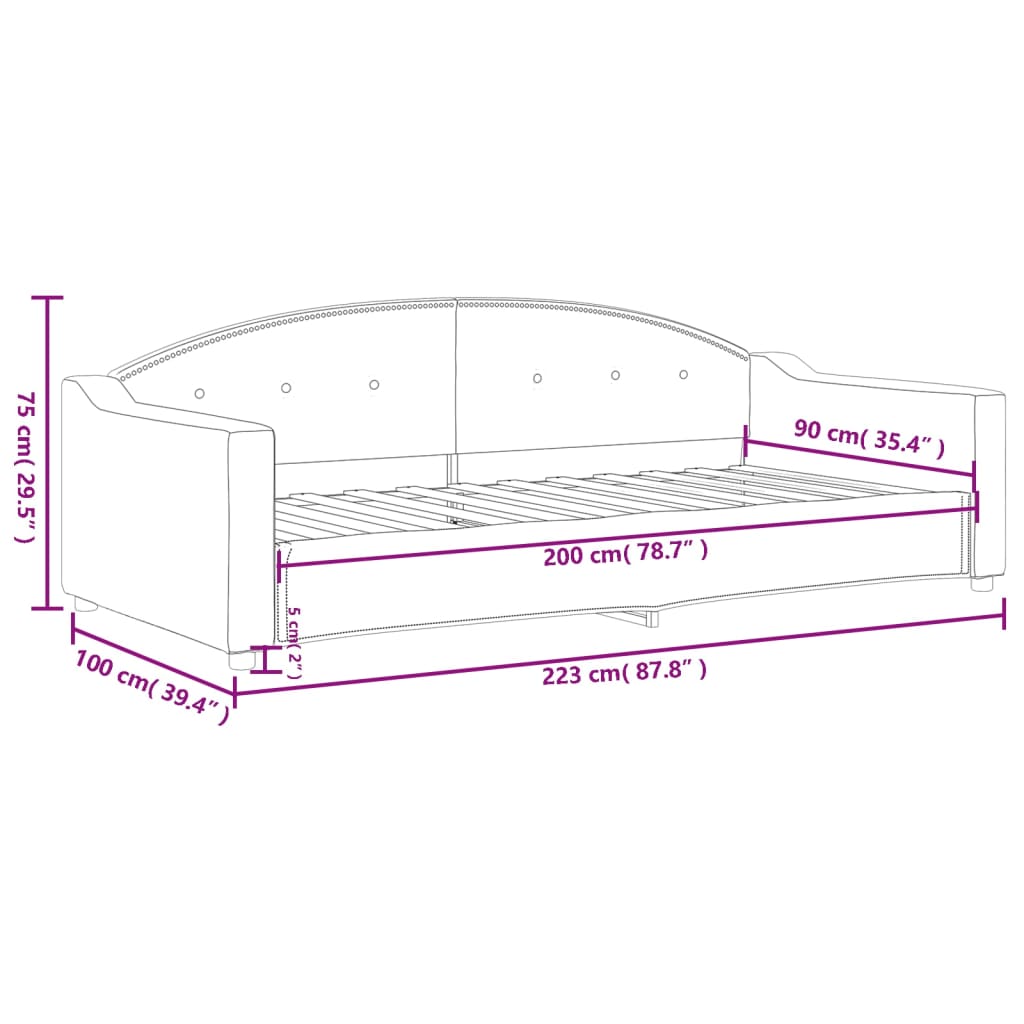 Slaapbank 90x200 cm stof donkergrijs is nu te koop bij PeponiXL, paradijselijk wonen!