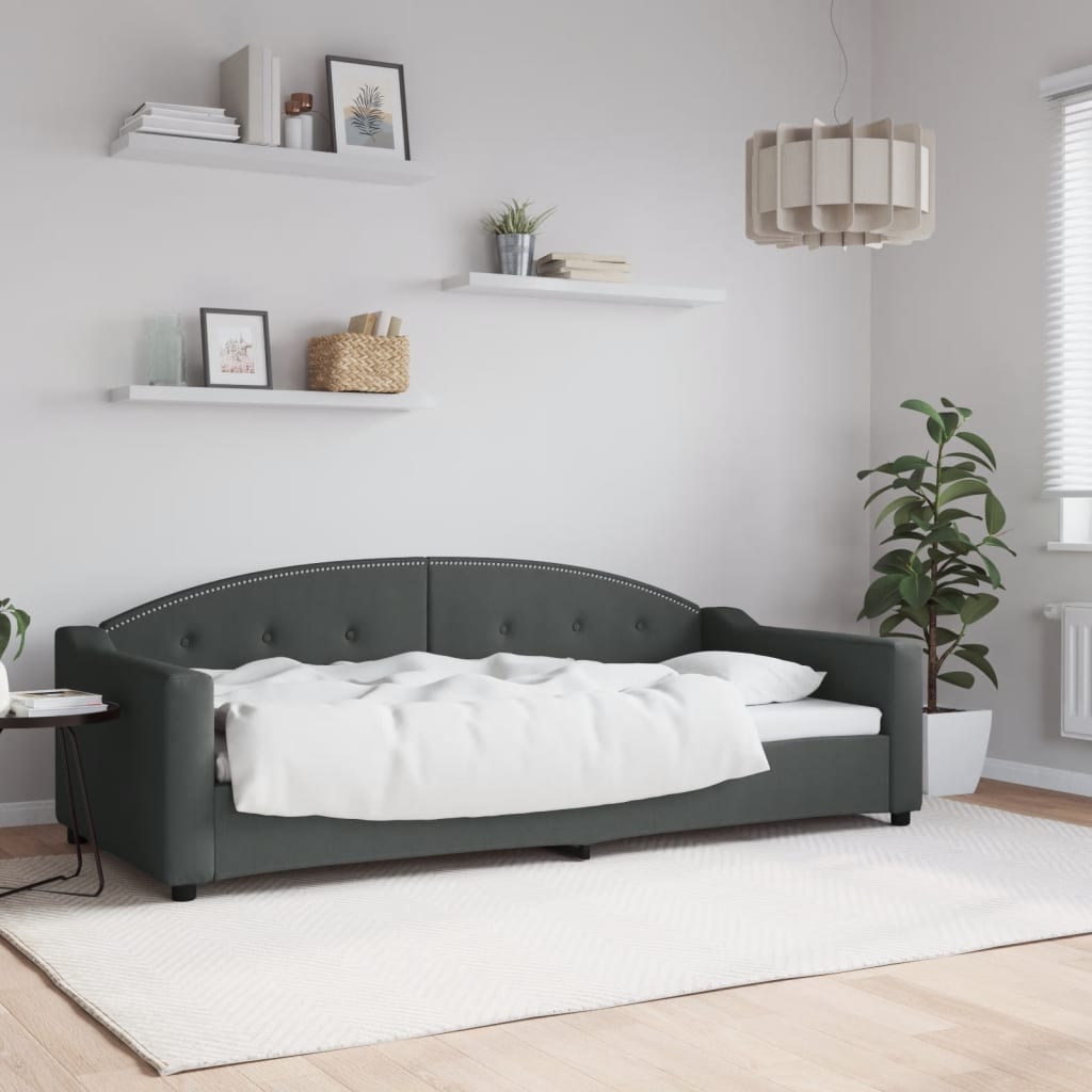 Slaapbank 90x200 cm stof donkergrijs is nu te koop bij PeponiXL, paradijselijk wonen!