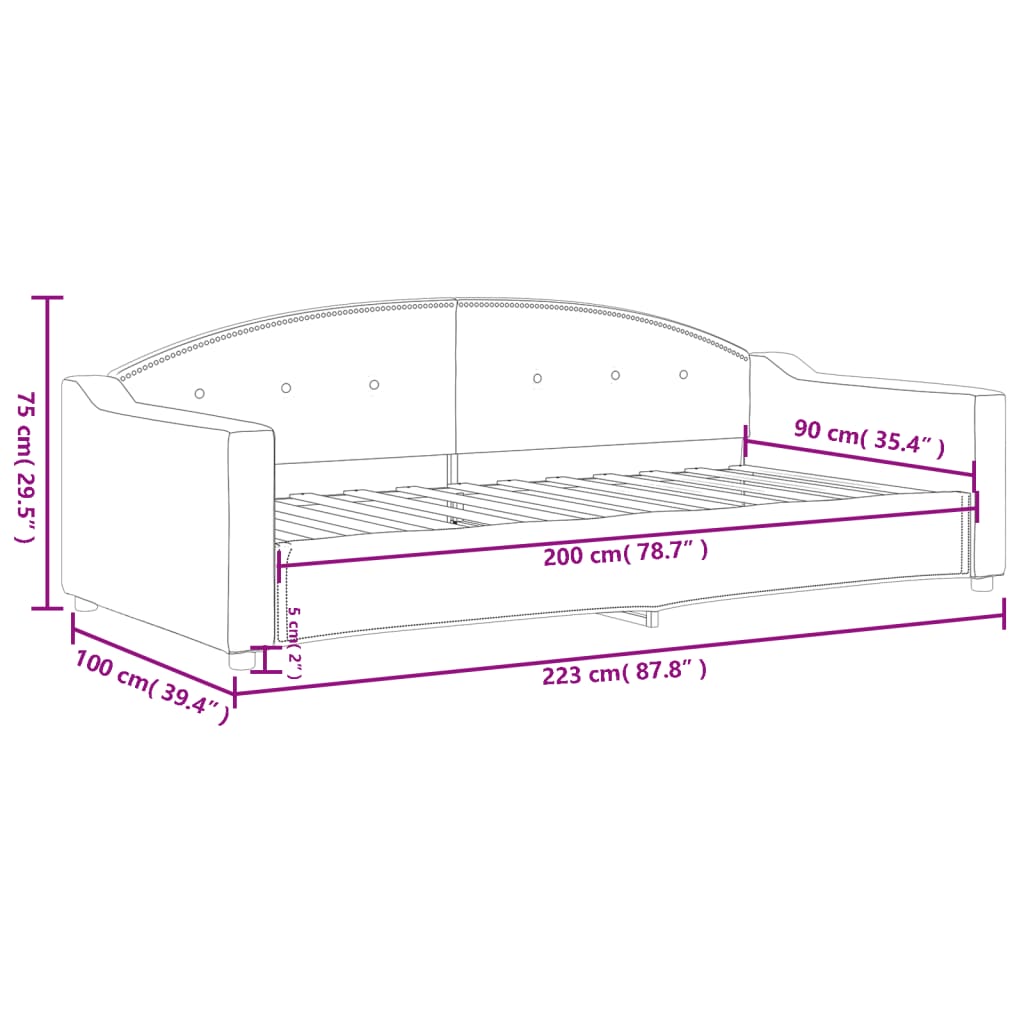 Slaapbank 90x200 cm stof zwart is nu te koop bij PeponiXL, paradijselijk wonen!