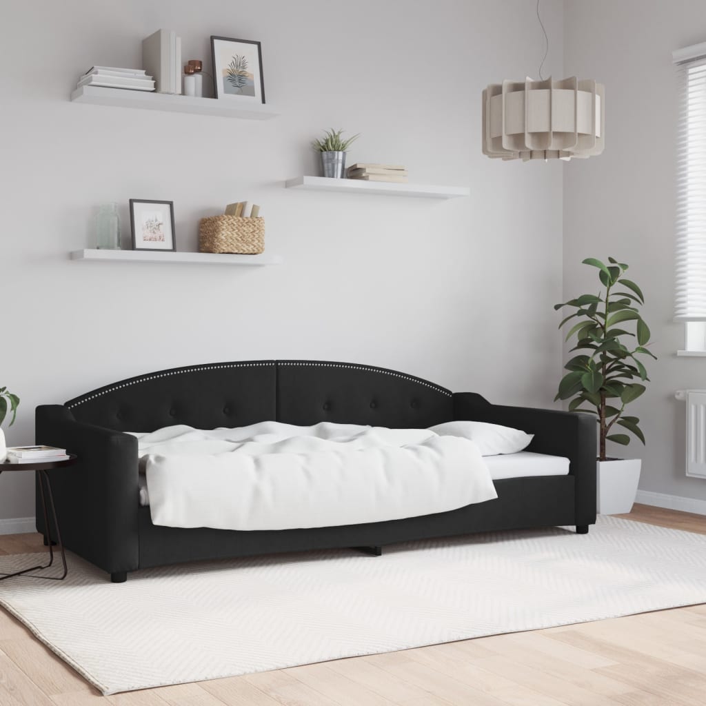 Slaapbank 90x200 cm stof zwart is nu te koop bij PeponiXL, paradijselijk wonen!
