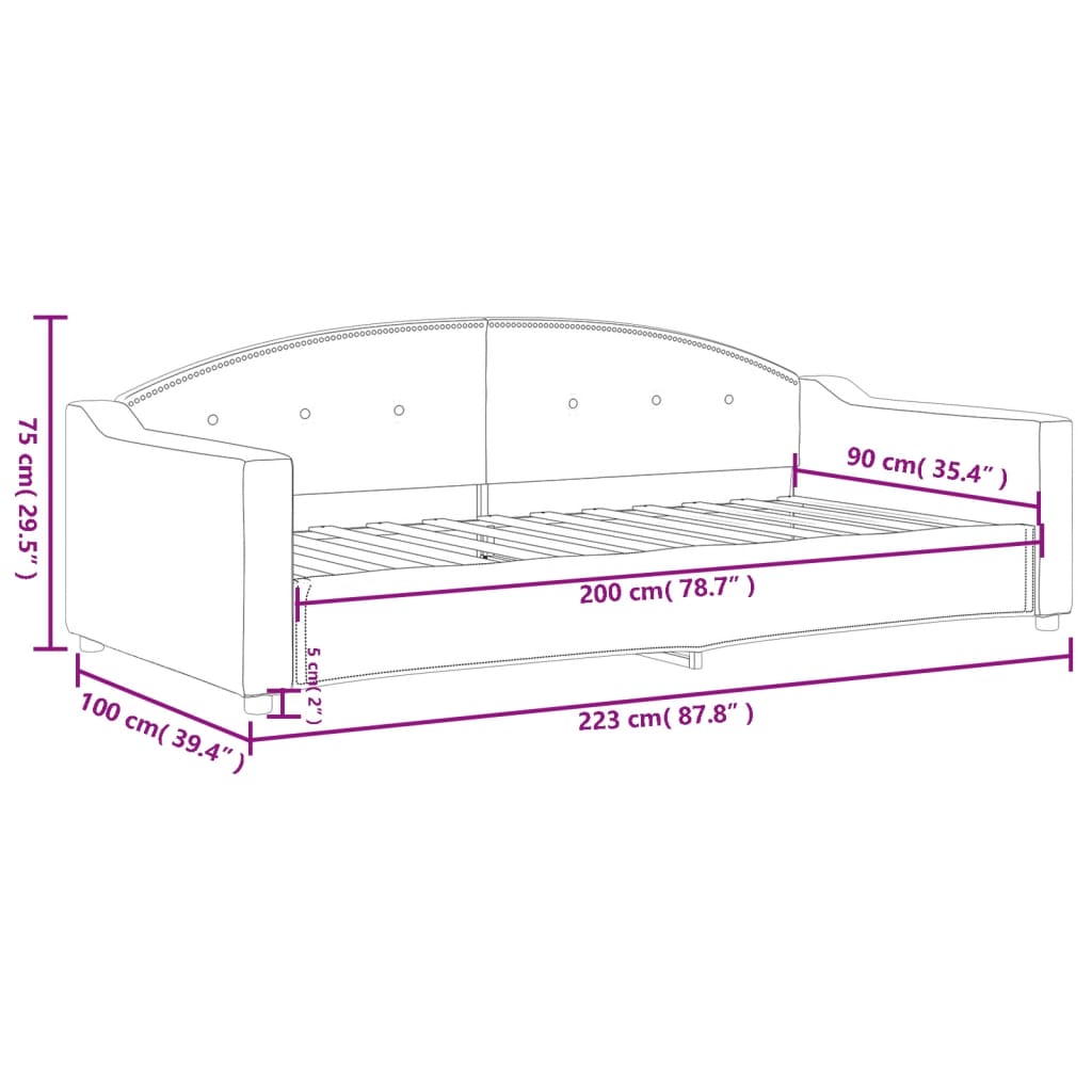 Slaapbank 90x200 cm stof crèmekleurig is nu te koop bij PeponiXL, paradijselijk wonen!