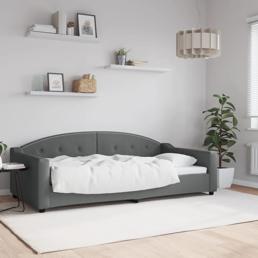 Slaapbank 100x200 cm stof donkergrijs is nu te koop bij PeponiXL, paradijselijk wonen!