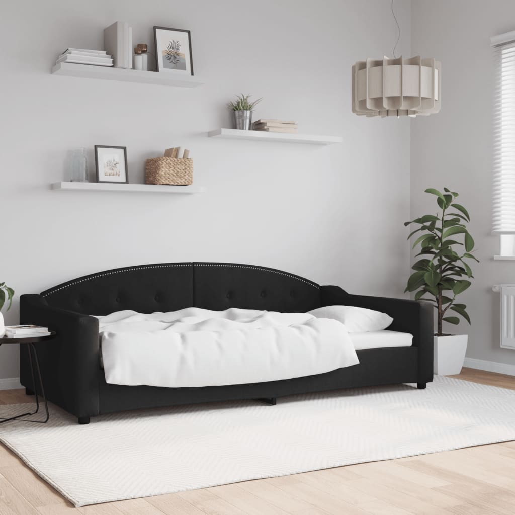 Slaapbank 100x200 cm stof zwart is nu te koop bij PeponiXL, paradijselijk wonen!