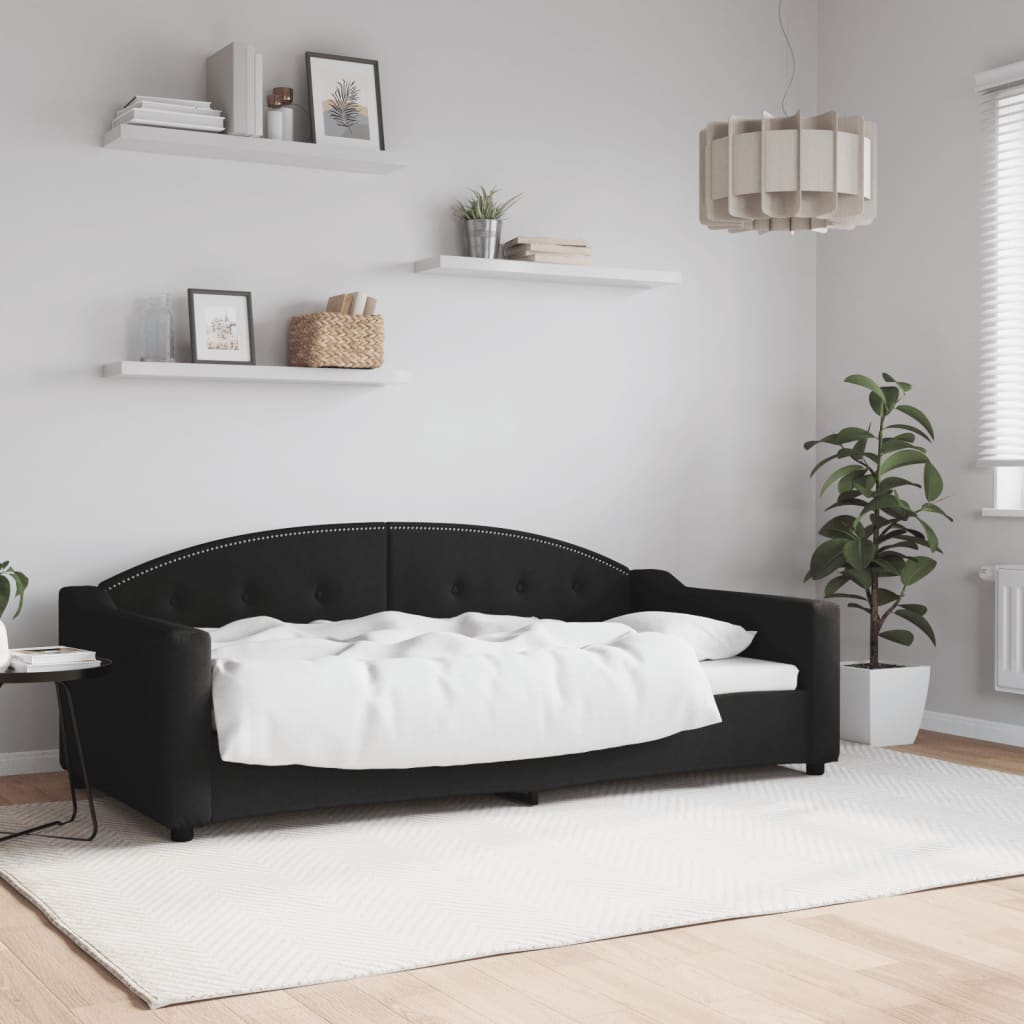 Slaapbank 90x190 cm stof zwart is nu te koop bij PeponiXL, paradijselijk wonen!