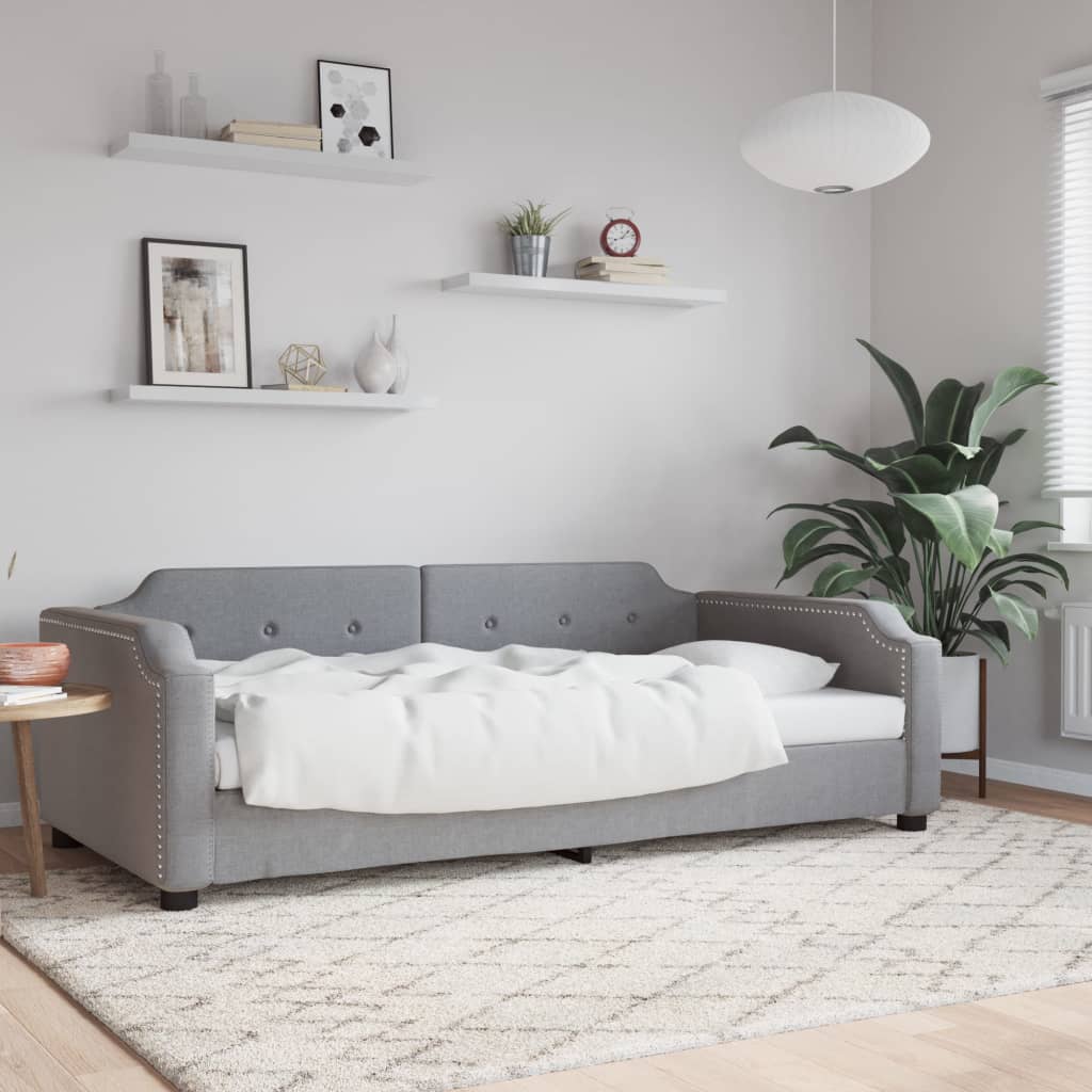 Slaapbank 80x200 cm stof lichtgrijs is nu te koop bij PeponiXL, paradijselijk wonen!