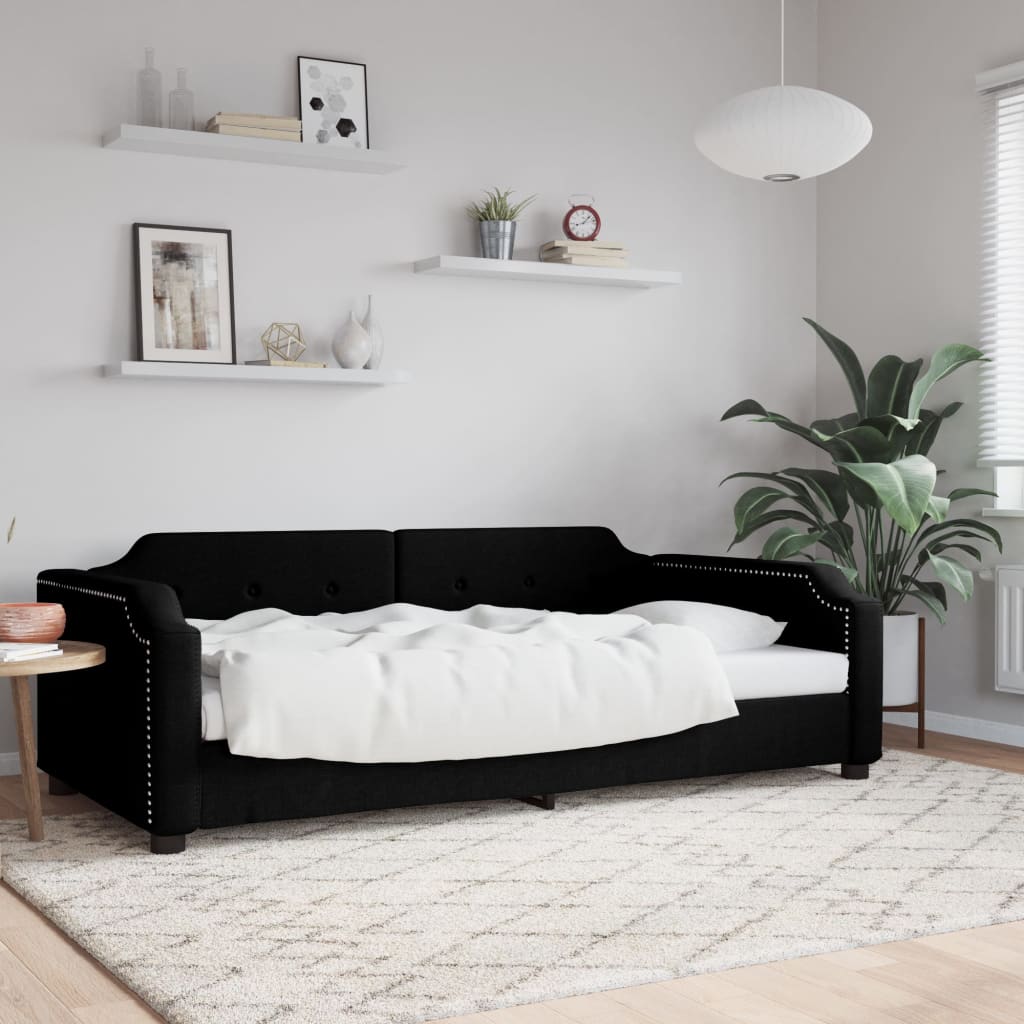 Slaapbank 80x200 cm stof zwart is nu te koop bij PeponiXL, paradijselijk wonen!