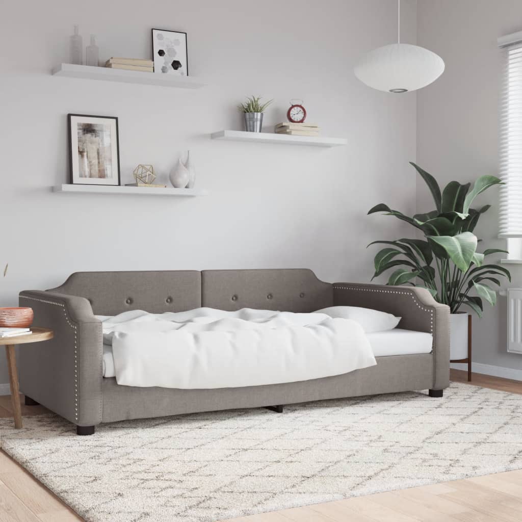 Slaapbank 90x200 cm stof taupe is nu te koop bij PeponiXL, paradijselijk wonen!