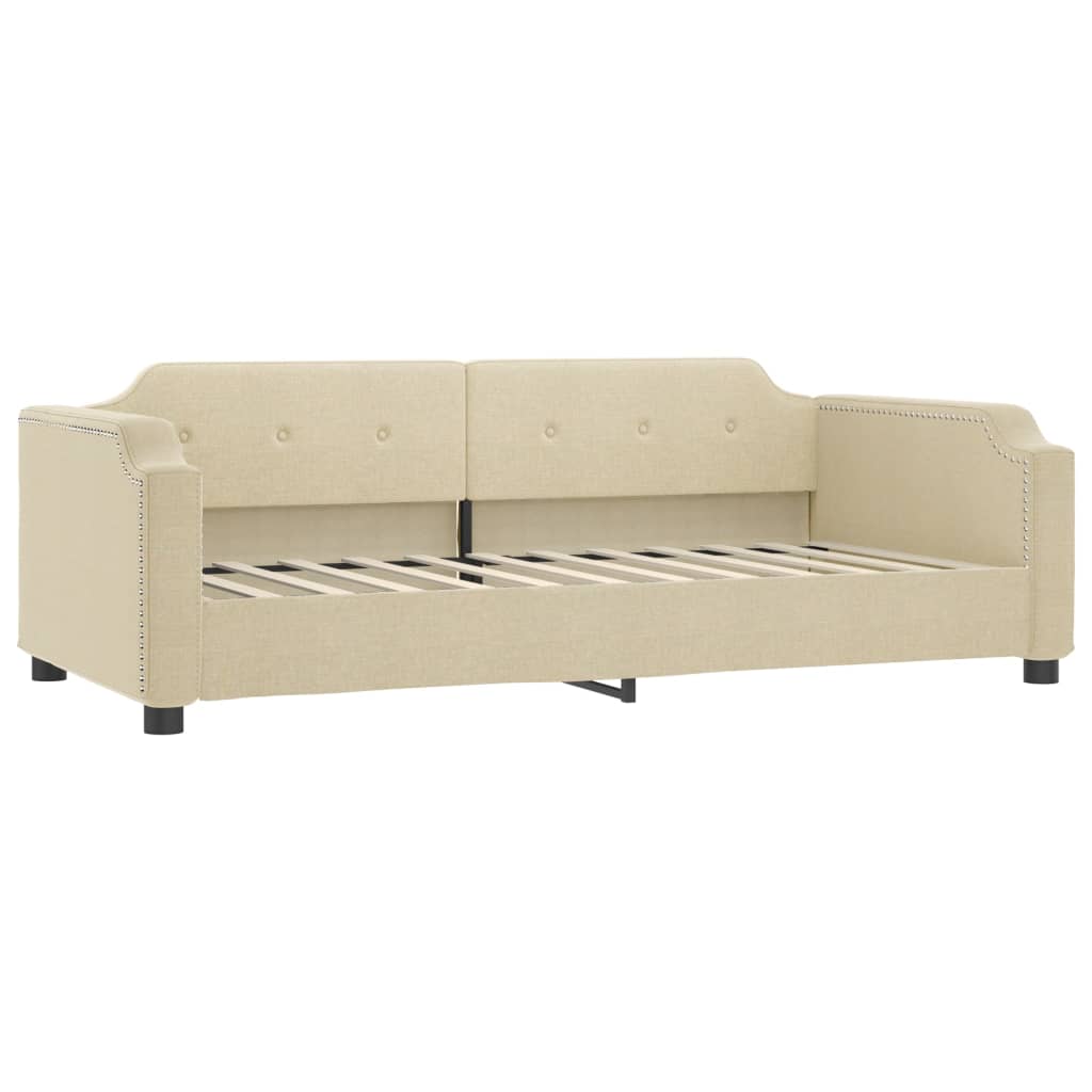 Slaapbank 90x200 cm stof crèmekleurig is nu te koop bij PeponiXL, paradijselijk wonen!