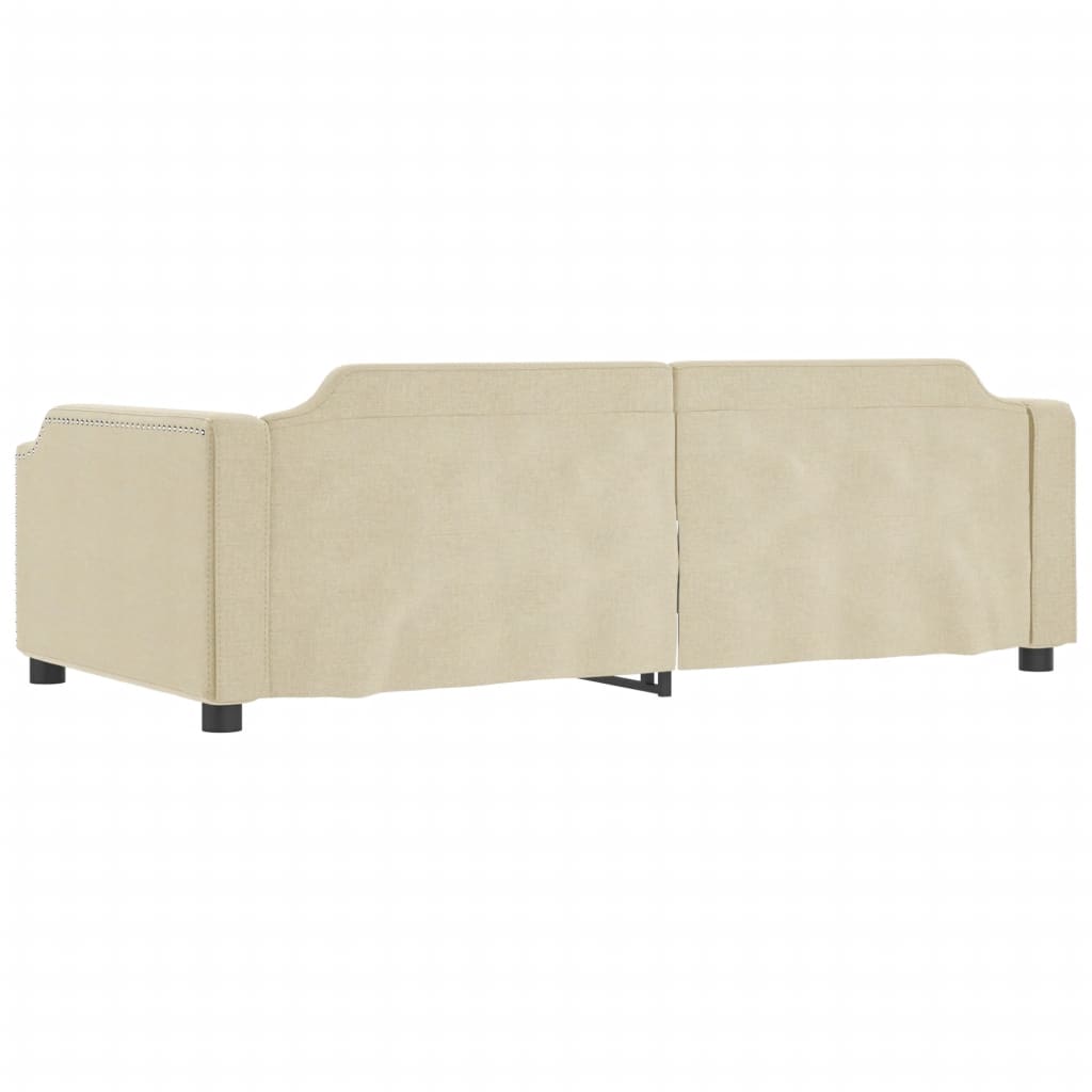 Slaapbank 90x200 cm stof crèmekleurig is nu te koop bij PeponiXL, paradijselijk wonen!