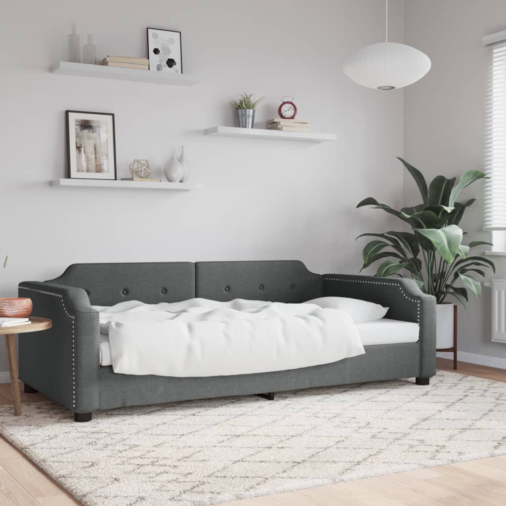 Slaapbank 90x190 cm stof donkergrijs is nu te koop bij PeponiXL, paradijselijk wonen!