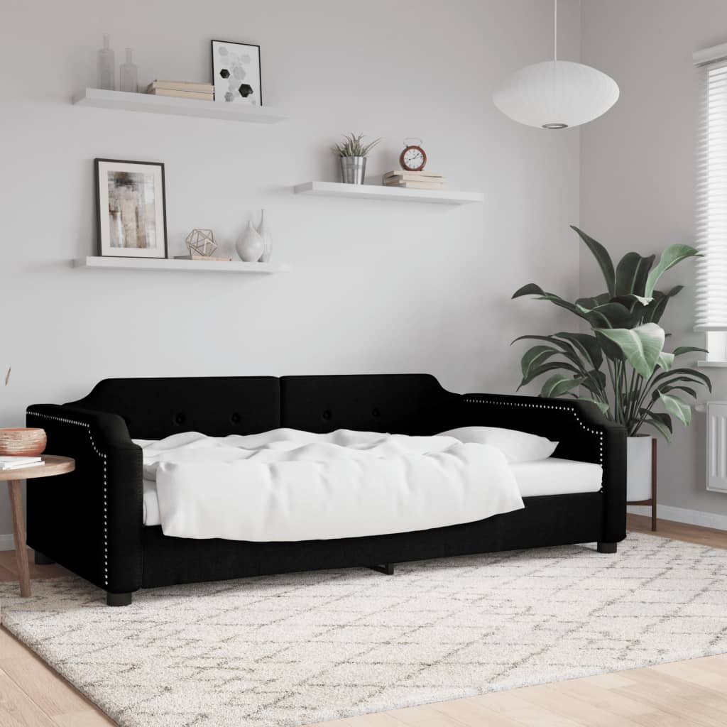 Slaapbank 90x190 cm stof zwart is nu te koop bij PeponiXL, paradijselijk wonen!