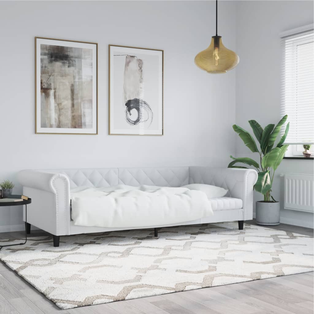 Slaapbank 90x200 cm kunstleer wit is nu te koop bij PeponiXL, paradijselijk wonen!