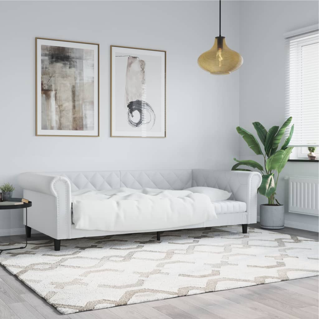 Slaapbank 100x200 cm kunstleer wit is nu te koop bij PeponiXL, paradijselijk wonen!