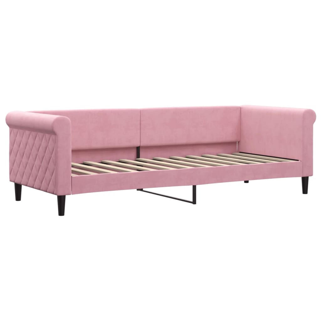 Slaapbank 80x200 cm fluweel roze is nu te koop bij PeponiXL, paradijselijk wonen!