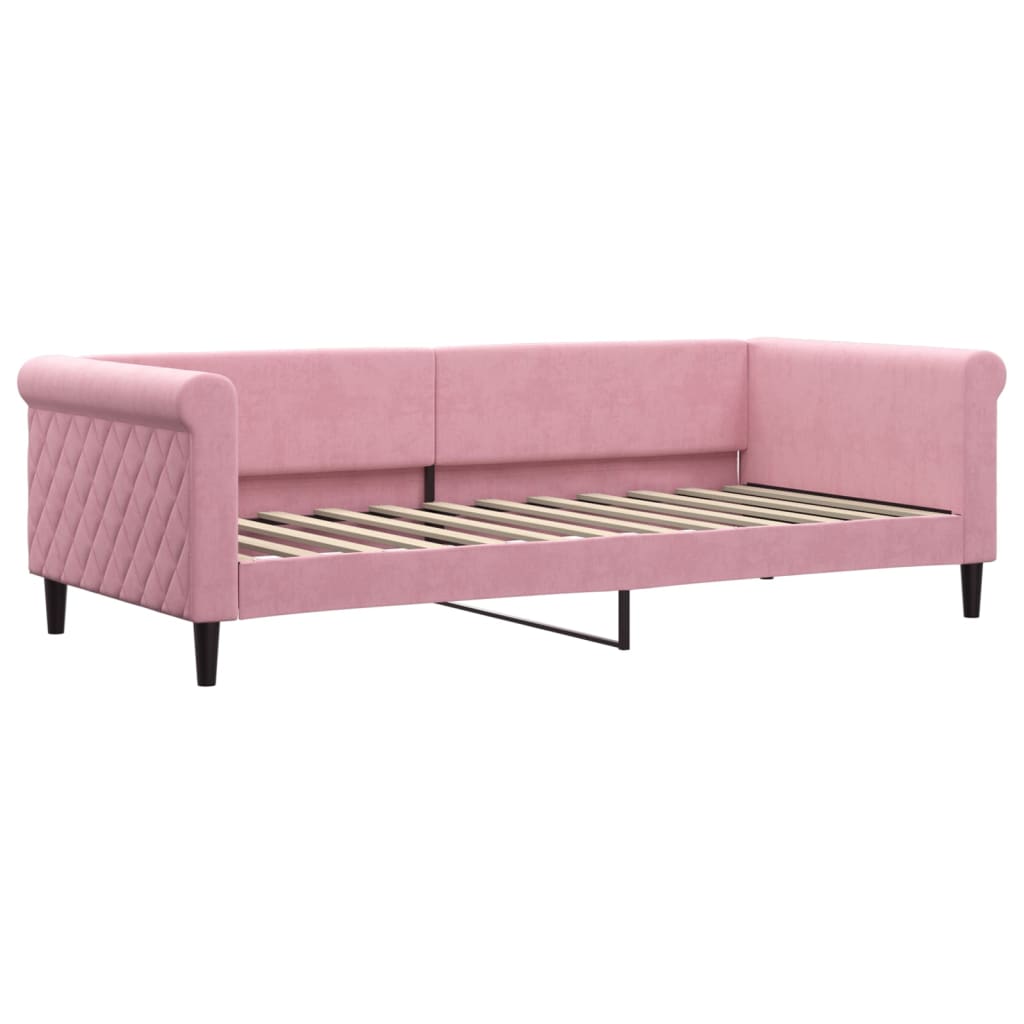 Slaapbank 90x200 cm fluweel roze is nu te koop bij PeponiXL, paradijselijk wonen!