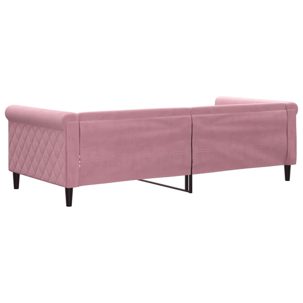 Slaapbank 90x200 cm fluweel roze is nu te koop bij PeponiXL, paradijselijk wonen!