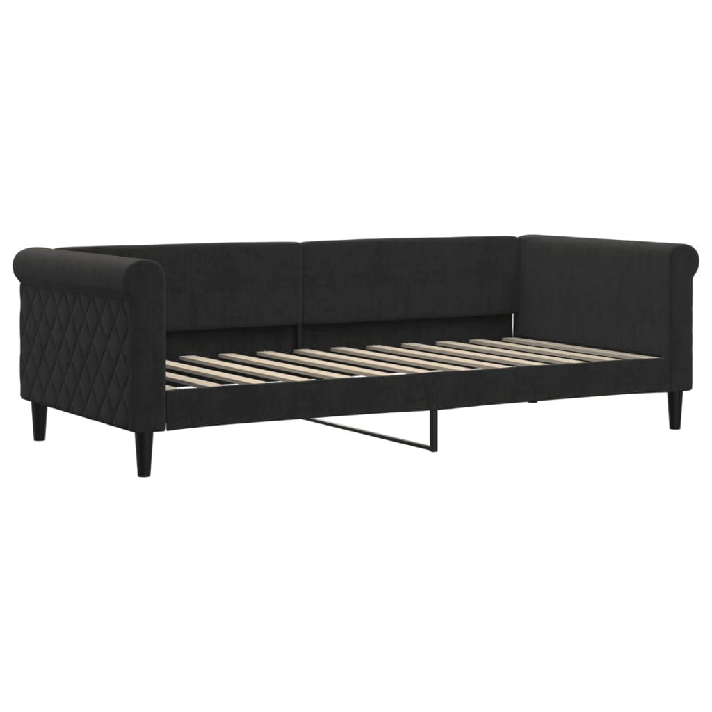 Slaapbank 90x200 cm fluweel zwart is nu te koop bij PeponiXL, paradijselijk wonen!