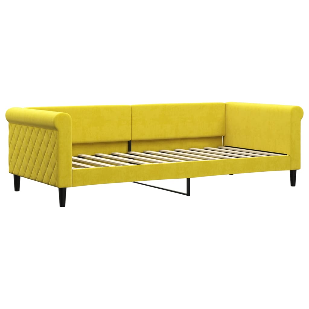 Slaapbank 90x200 cm fluweel geel is nu te koop bij PeponiXL, paradijselijk wonen!