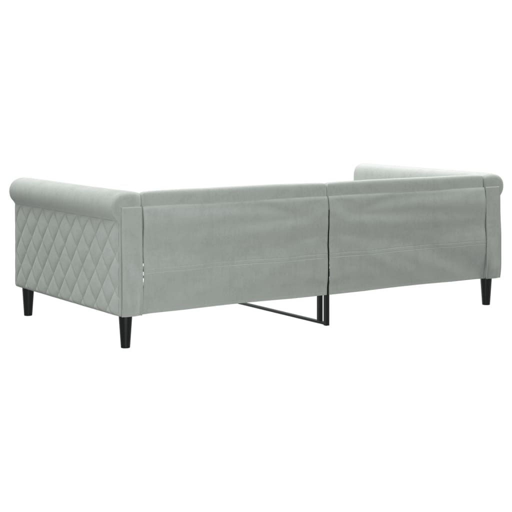 Slaapbank 100x200 cm fluweel lichtgrijs