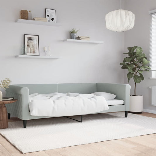 Slaapbank 100x200 cm fluweel lichtgrijs is nu te koop bij PeponiXL, paradijselijk wonen!