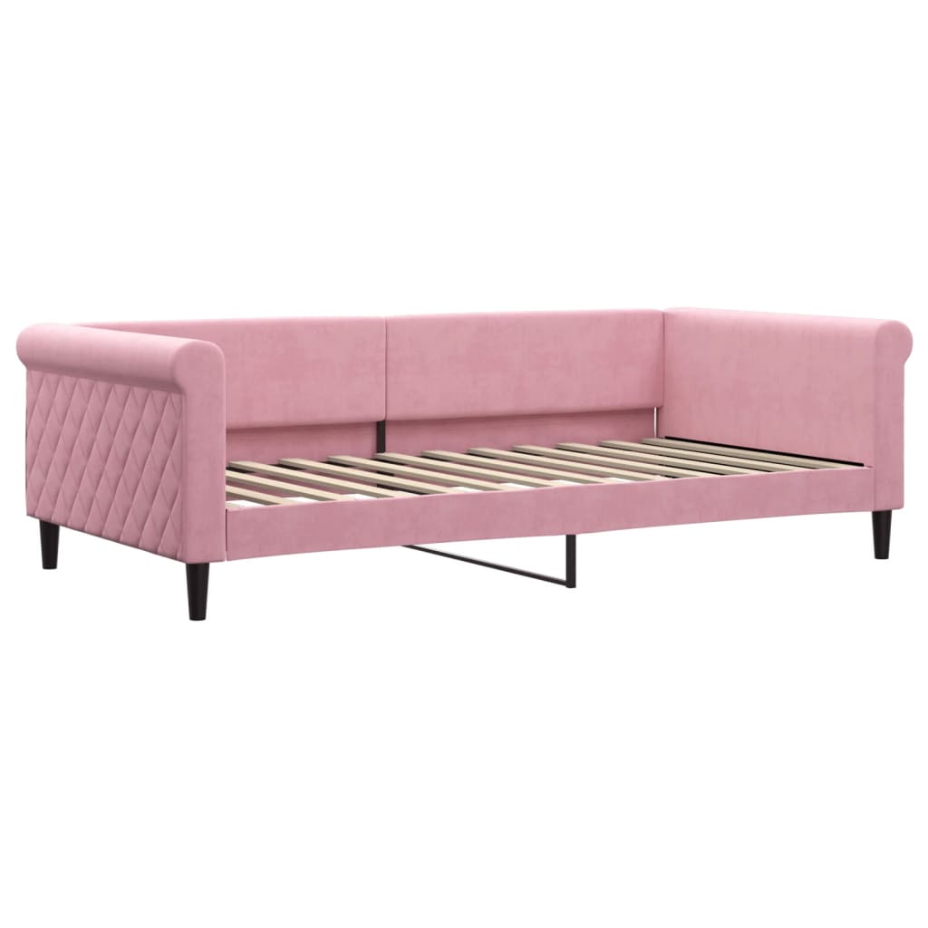 Slaapbank 100x200 cm fluweel roze is nu te koop bij PeponiXL, paradijselijk wonen!