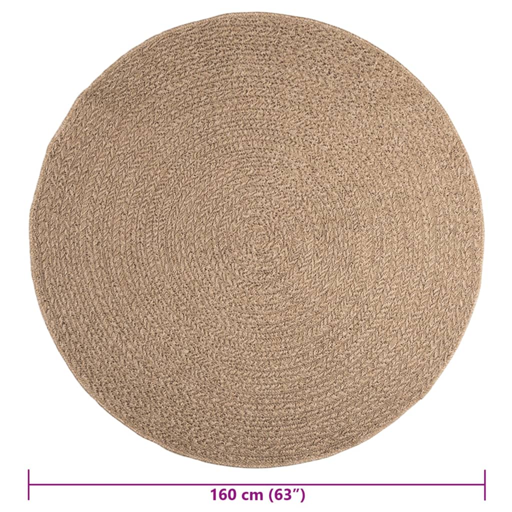Vloerkleed ZIZUR binnen en buiten 160 cm jute look is nu te koop bij PeponiXL, paradijselijk wonen!
