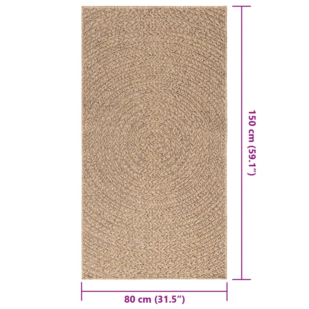 Vloerkleed ZIZUR binnen en buiten 80x150 cm jute look is nu te koop bij PeponiXL, paradijselijk wonen!