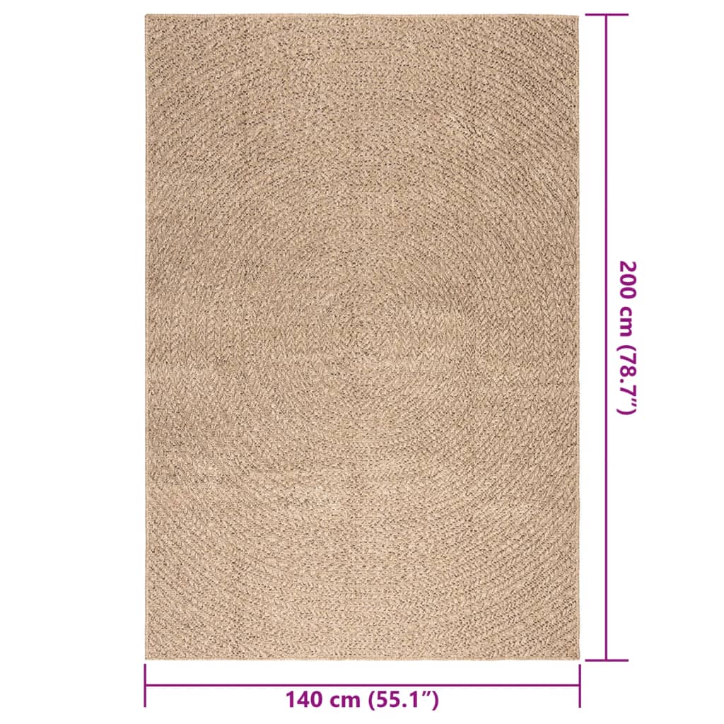 Vloerkleed ZIZUR binnen en buiten 140x200 cm jute look is nu te koop bij PeponiXL, paradijselijk wonen!