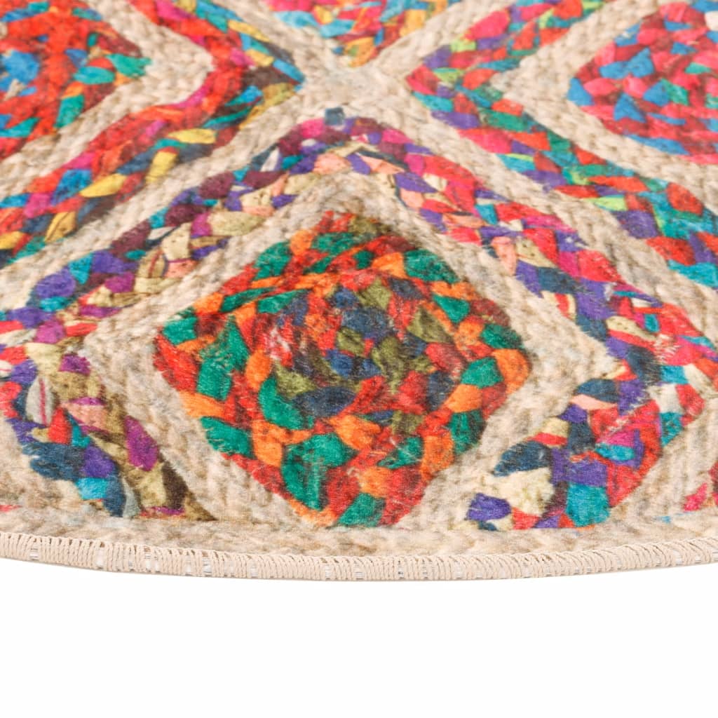 Vloerkleed wasbaar Ø 120 cm meerkleurig is nu te koop bij PeponiXL, paradijselijk wonen!