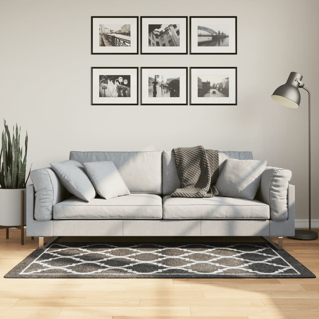 Vloerkleed wasbaar 80x150 cm zwart en wit is nu te koop bij PeponiXL, paradijselijk wonen!