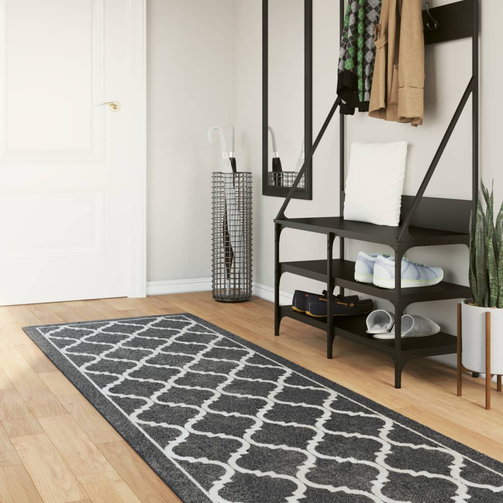 Vloerkleed wasbaar 80x300 cm zwart en wit is nu te koop bij PeponiXL, paradijselijk wonen!