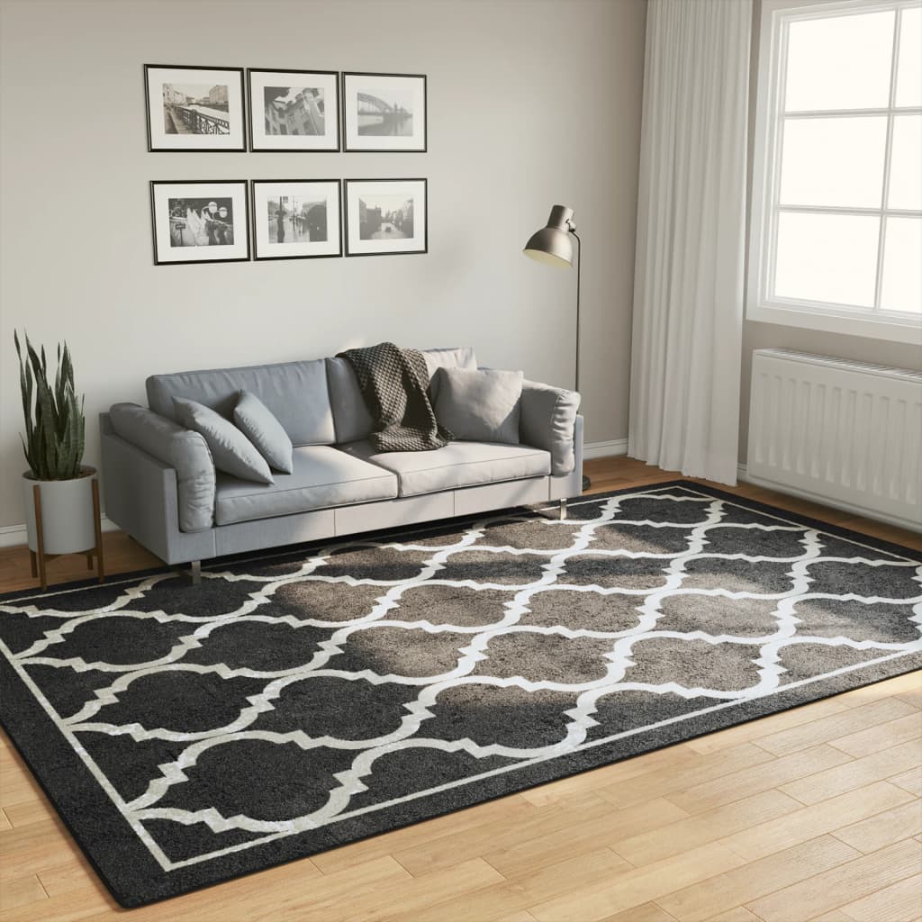 Vloerkleed wasbaar 190x300 cm zwart en wit is nu te koop bij PeponiXL, paradijselijk wonen!
