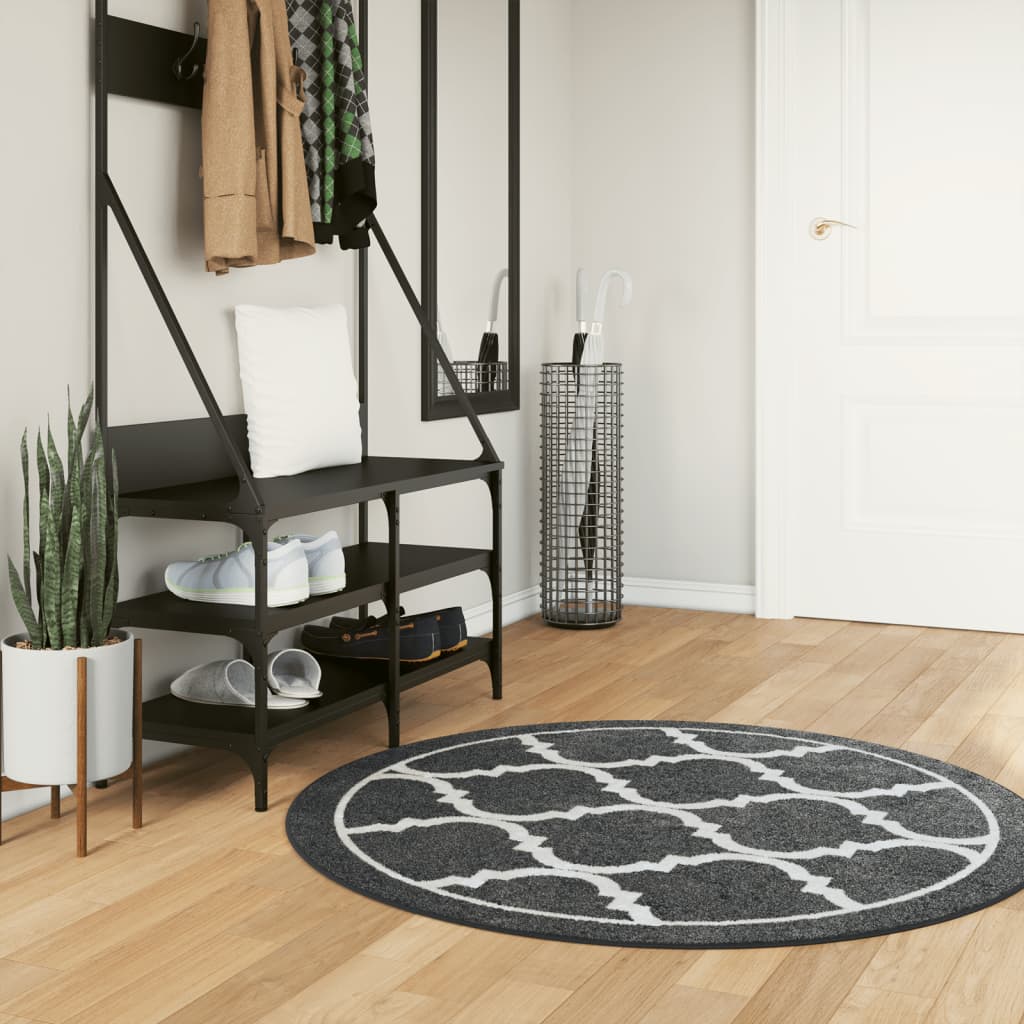 Vloerkleed wasbaar Ø 120 cm zwart en wit is nu te koop bij PeponiXL, paradijselijk wonen!