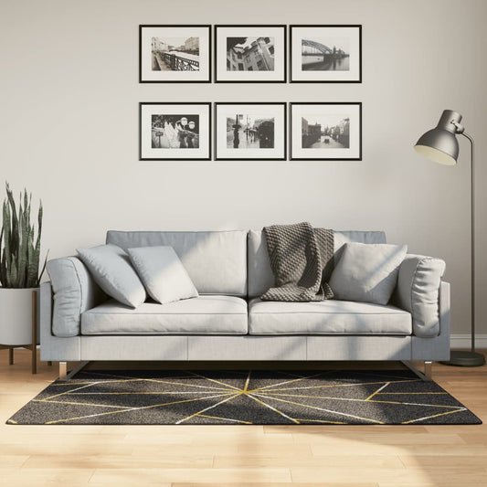 Vloerkleed wasbaar 80x150 cm zwart en goudkleurig is nu te koop bij PeponiXL, paradijselijk wonen!